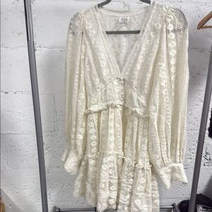 chinese dress ladies 1990s Jessica McClintock White Lace Column Dress – Lovers Bridal main image 1